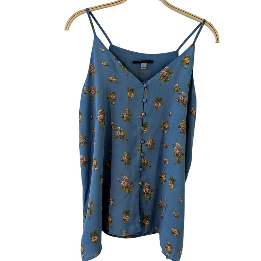 T Tahari Women's Floral Print Sleeveless Button Down Cami Top‎ NWOT